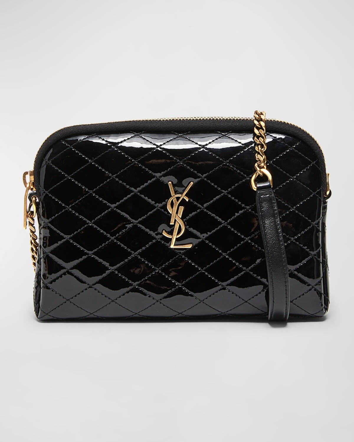 

Миниатюрная сумка через плечо Gaby YSL из стеганой лакированной кожи Saint Laurent, цвет Noir