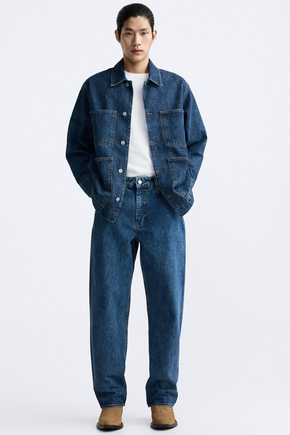

Кожаные замшевые ковбойские ботинки ZARA, коричневый