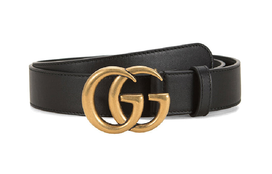 

Кожаный ремень GUCCI GG, черный, ширина 3 см
