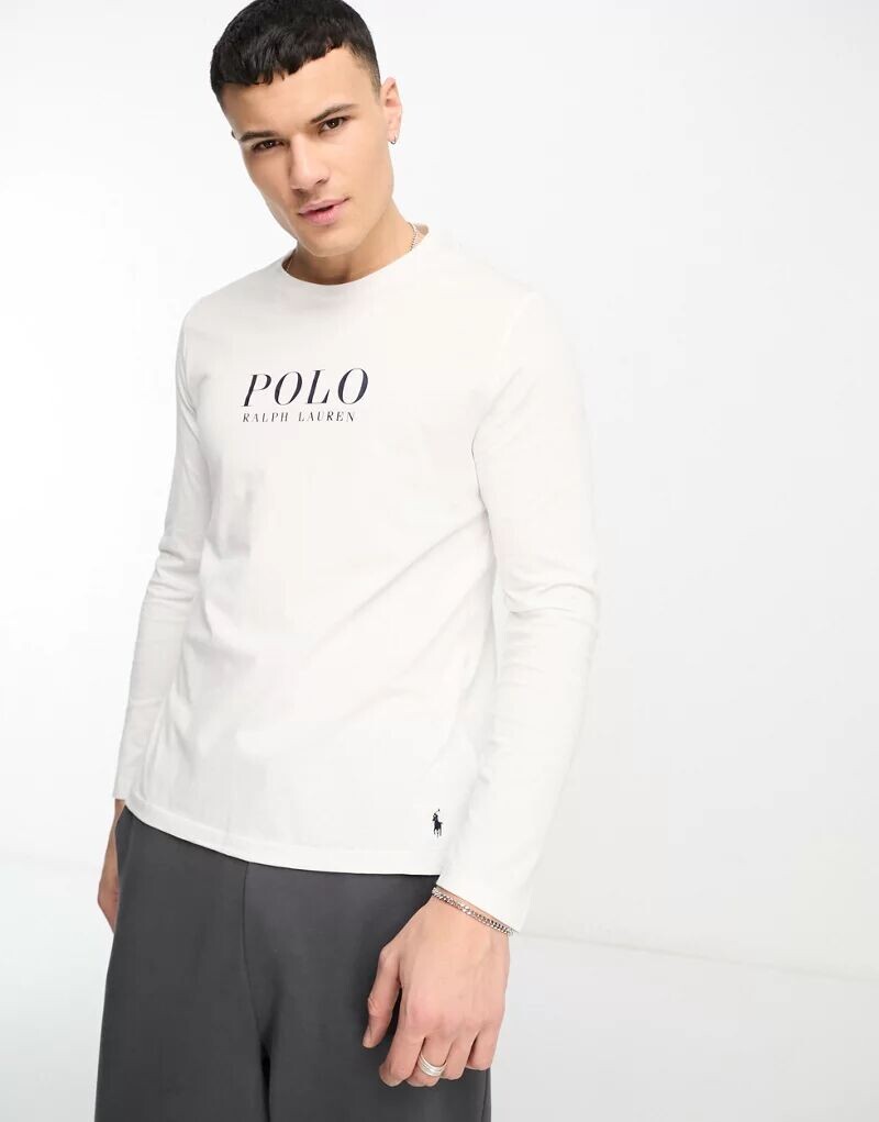 

Белая футболка с длинными рукавами и текстовым логотипом на груди Polo Ralph Lauren