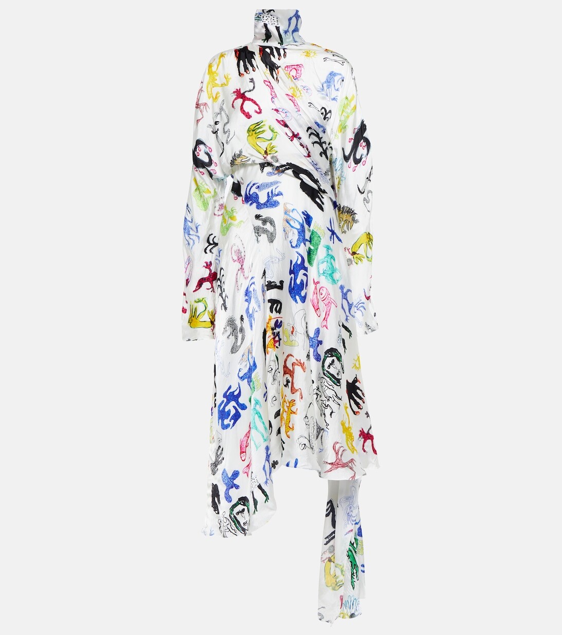 

Атласное платье миди с принтом Twisted BALENCIAGA, разноцветный
