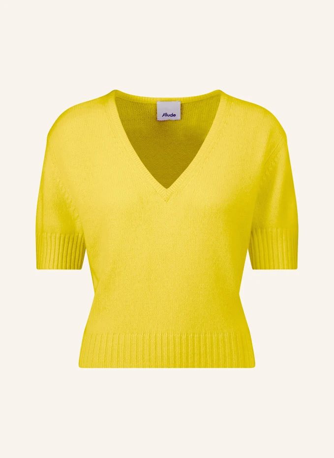 кашемировая трикотажная рубашка салатовый s Трикотажная кашемировая рубашка Allude, желтый