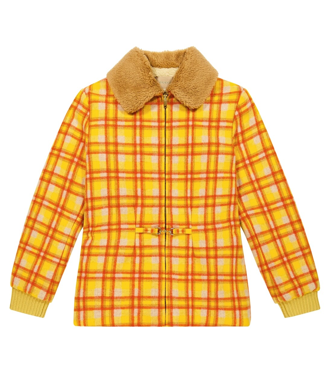 

Шерстяная куртка в клетку Horsebit Gucci, желтый
