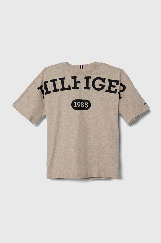 

Детская хлопковая футболка Tommy Hilfiger, бежевый