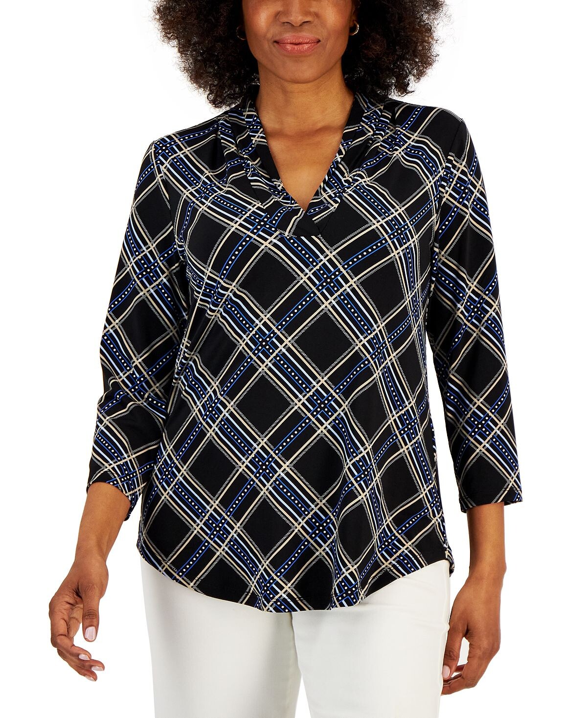 

Женский топ с v-образным вырезом с принтом Charter Club