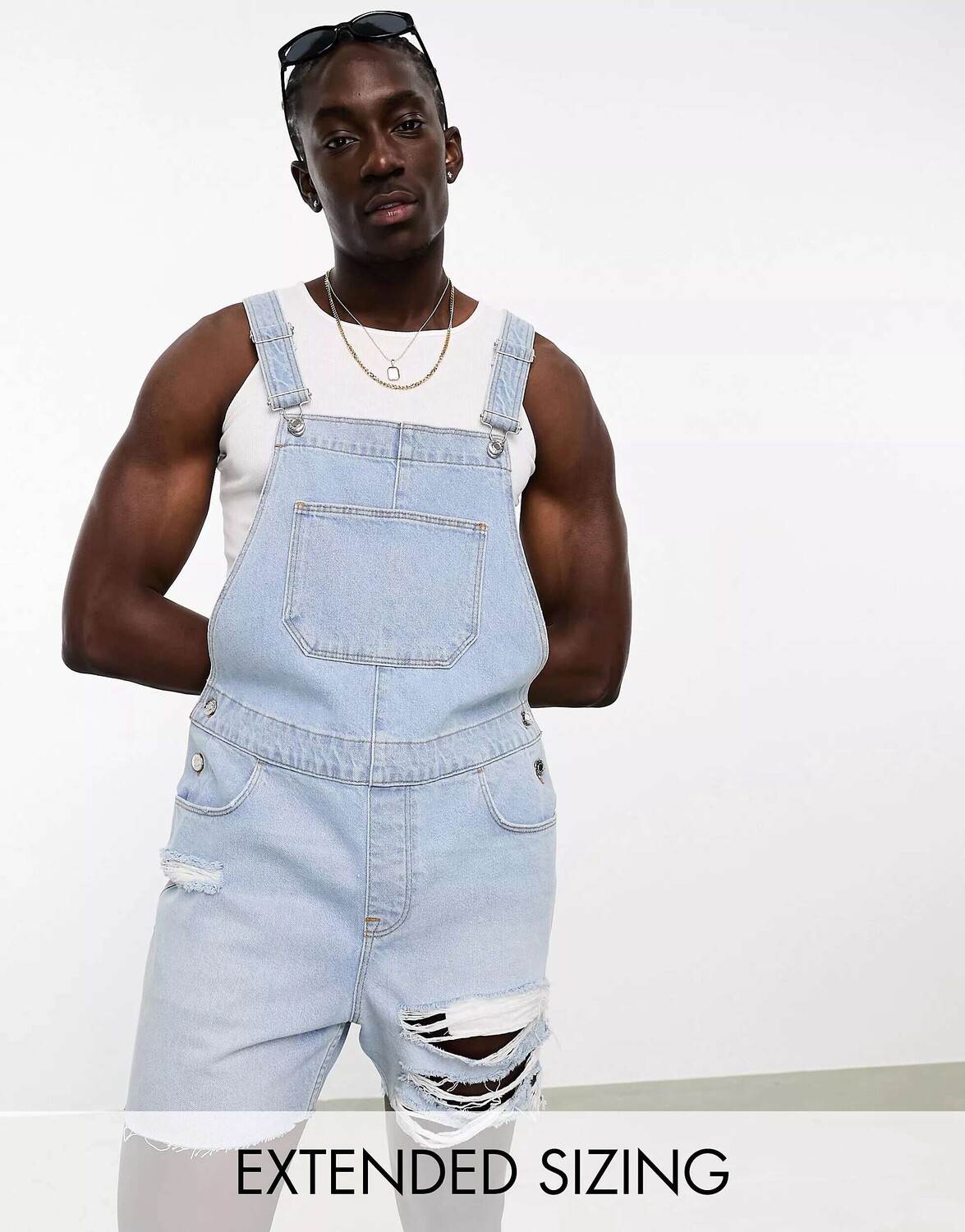 

Светло-синий комбинезон ASOS с глубокими прорезями, укороченный