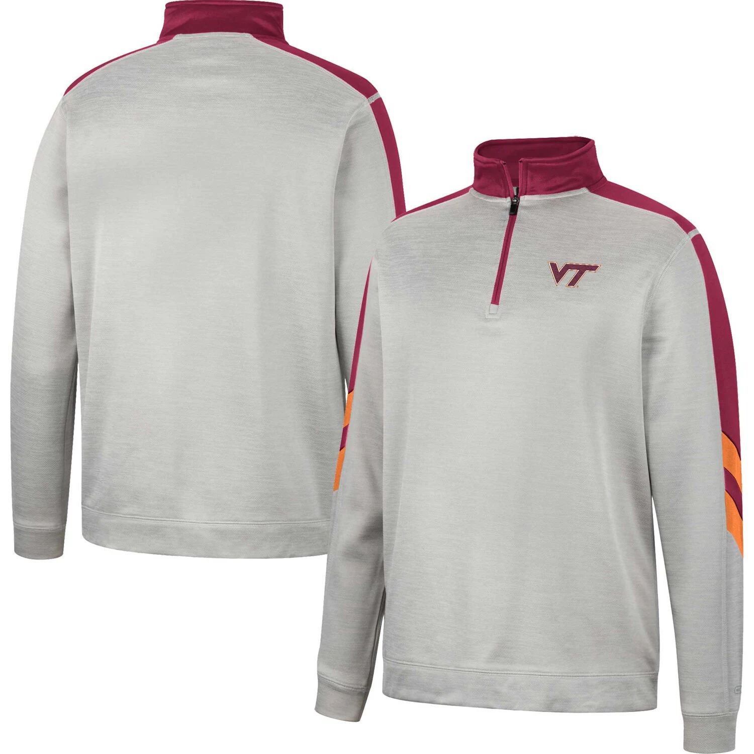 Мужская серая/бордовая флисовая куртка Virginia Tech Hokies с молнией четверть четверти Colosseum