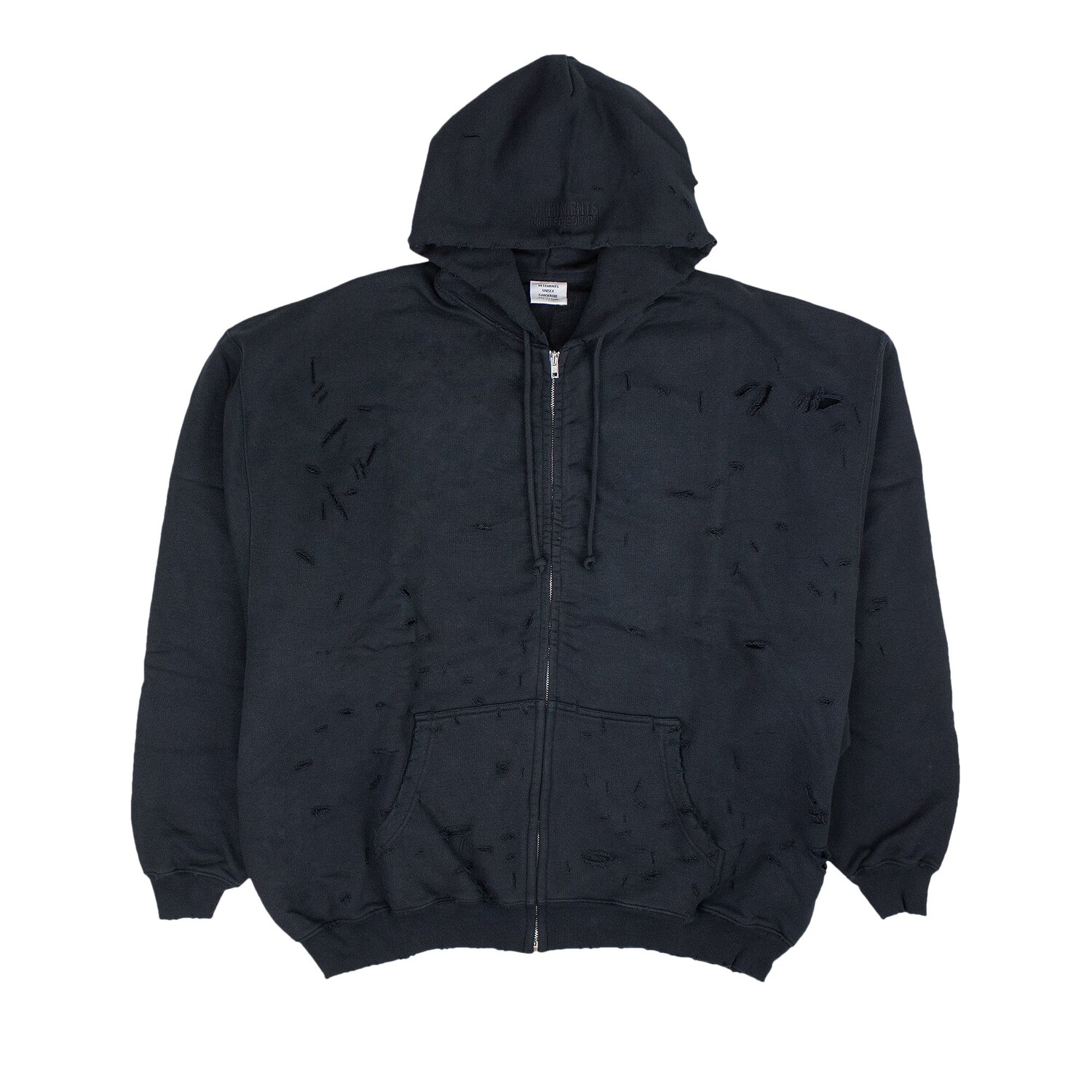 

Худи Vetements Ripped Zip Up Black