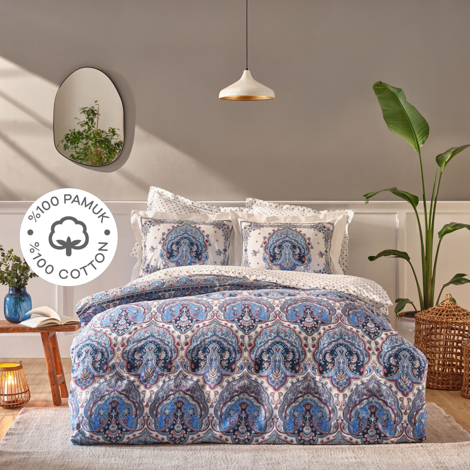 комплект постельного белья karaca home cosmos из 100% хлопка цвет индиго Karaca Home Maisha Синий Комплект постельного белья из 100 % хлопка