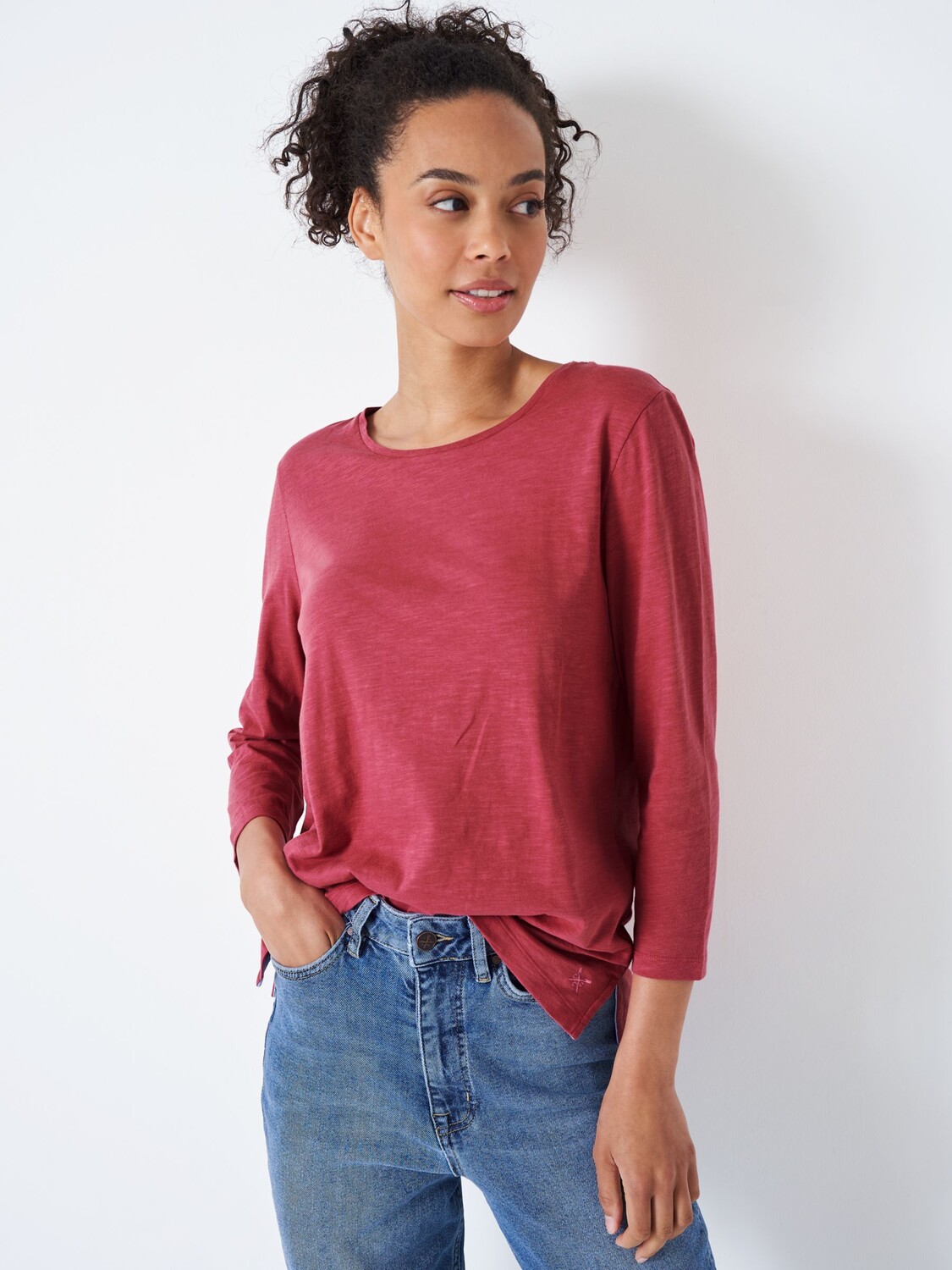 

Футболка Perfect Slub с длинными рукавами Crew Clothing, розово-розовая, Розовый