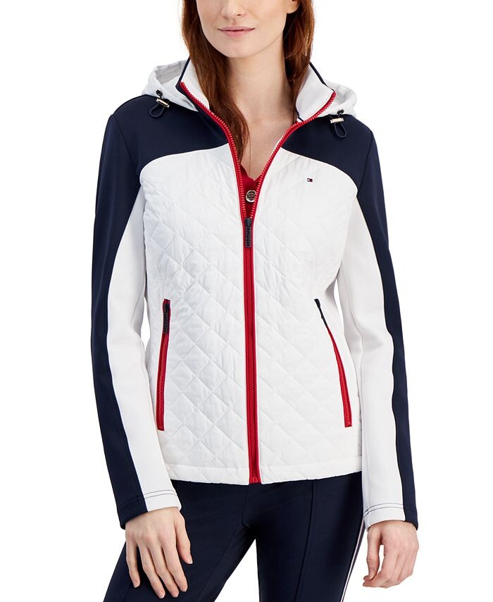 

Женская стеганая куртка с аквалангом с цветными блоками Tommy Hilfiger, белый