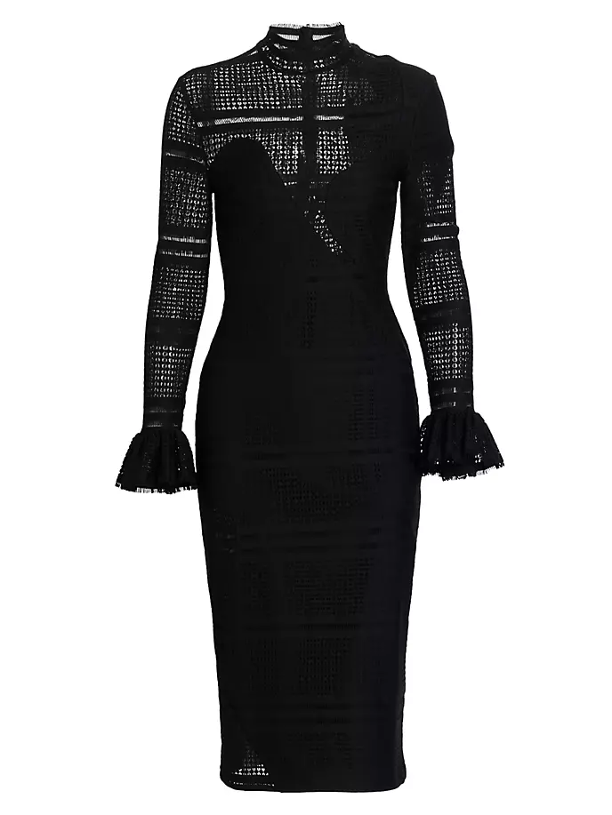 Облегающее платье миди со вставками Halpern, черный