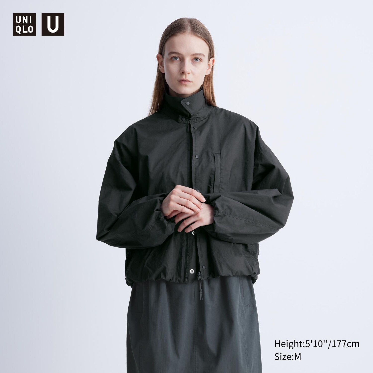 

Объемный бомбер UNIQLO, темно-серый