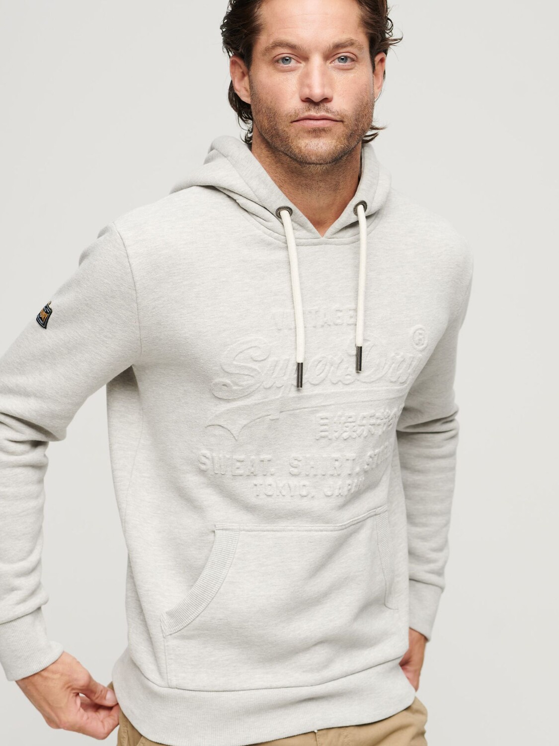 

Толстовка с тисненым логотипом Vintage Superdry, серый мергель