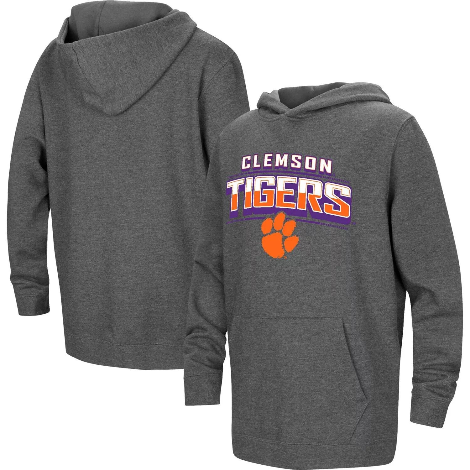 

Пуловер с капюшоном Youth Colosseum Heather Charcoal Clemson Tigers Sunrise Core Colosseum