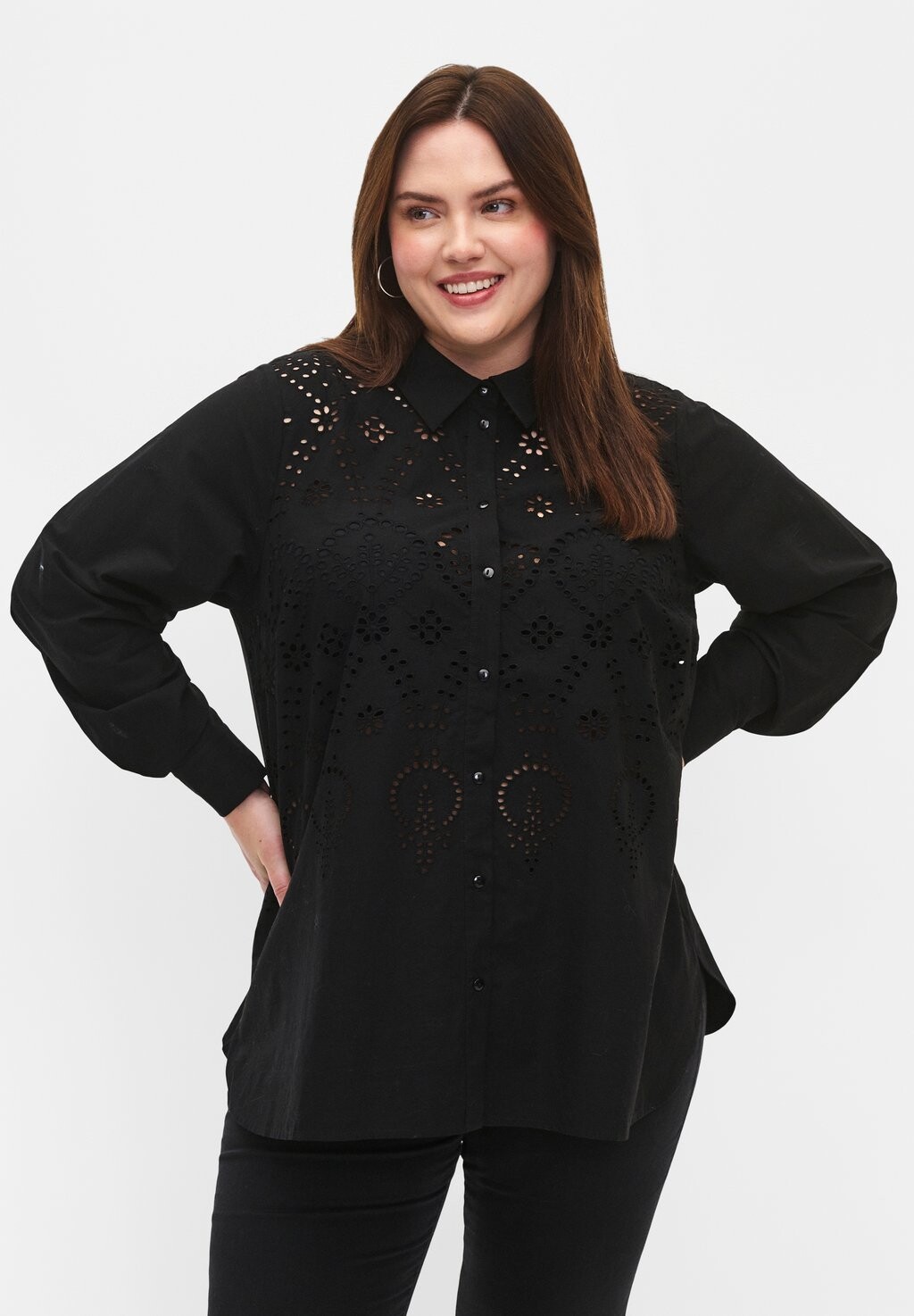 

Блузка-рубашка BRODERIE ANGLAISE Zizzi, цвет black