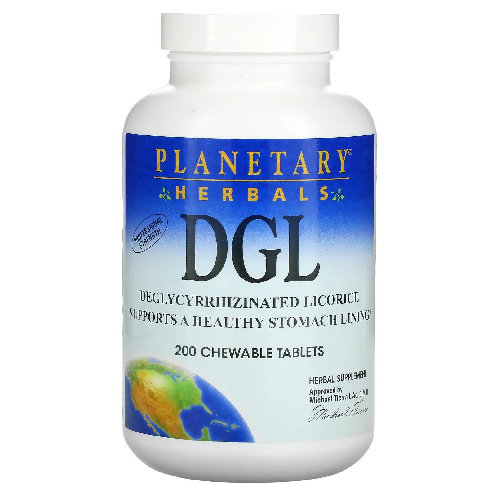 Planetary Herbals DGL деглицирризованная солодка 200 жевательных таблеток planetary herbals масло орегано 60 вегетарианских капсул