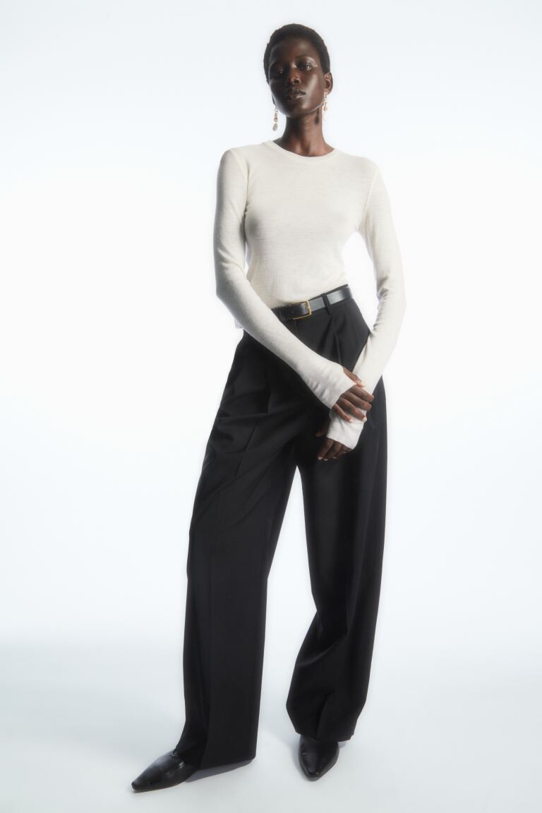 

Топ из мериносовой шерсти с круглым шеи H&M, белый