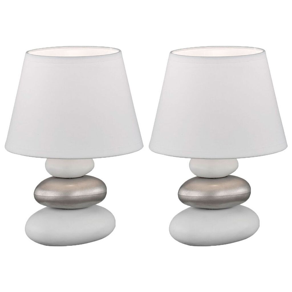 

Комплект из 2 настольных ламп, керамика белое серебро, ситец, В 24 см etc-shop