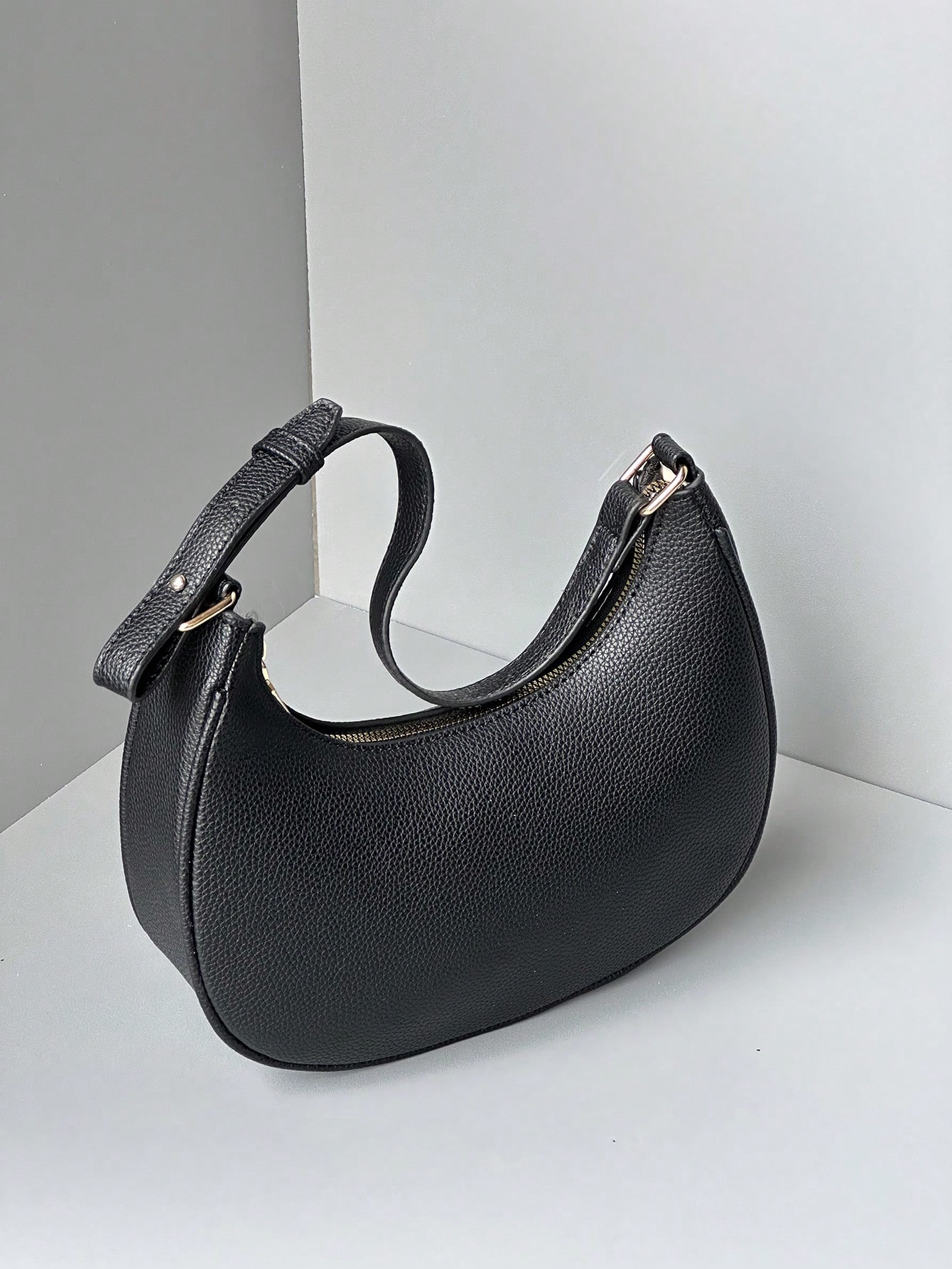 Винтажная ретро-модная повседневная сумка через плечо с блестящей текстурой в форме полумесяца, черный сумка багет кожаная женская синяя lmr 5810 3j