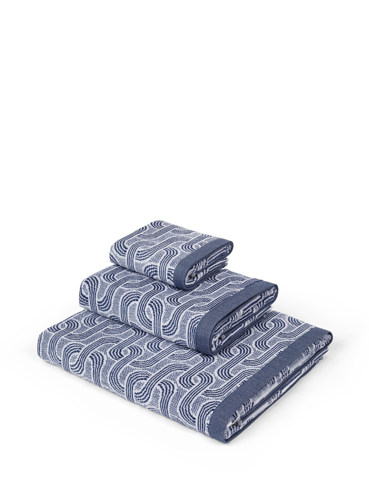Велюровое хлопковое полотенце с цепочным узором Coincasa, синий