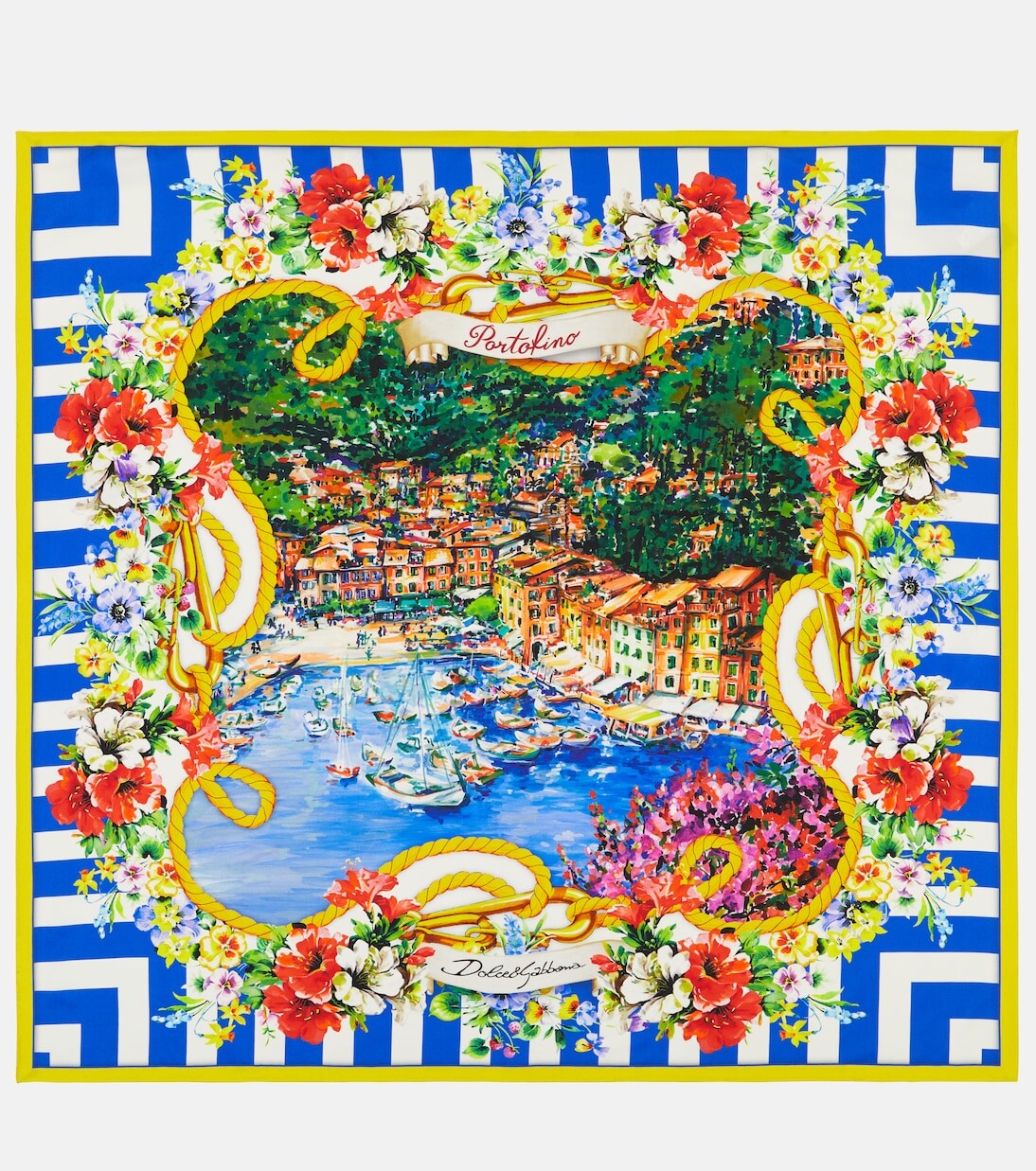 

Шарф из шелкового твила с принтом portofino Dolce&Gabbana, мультиколор