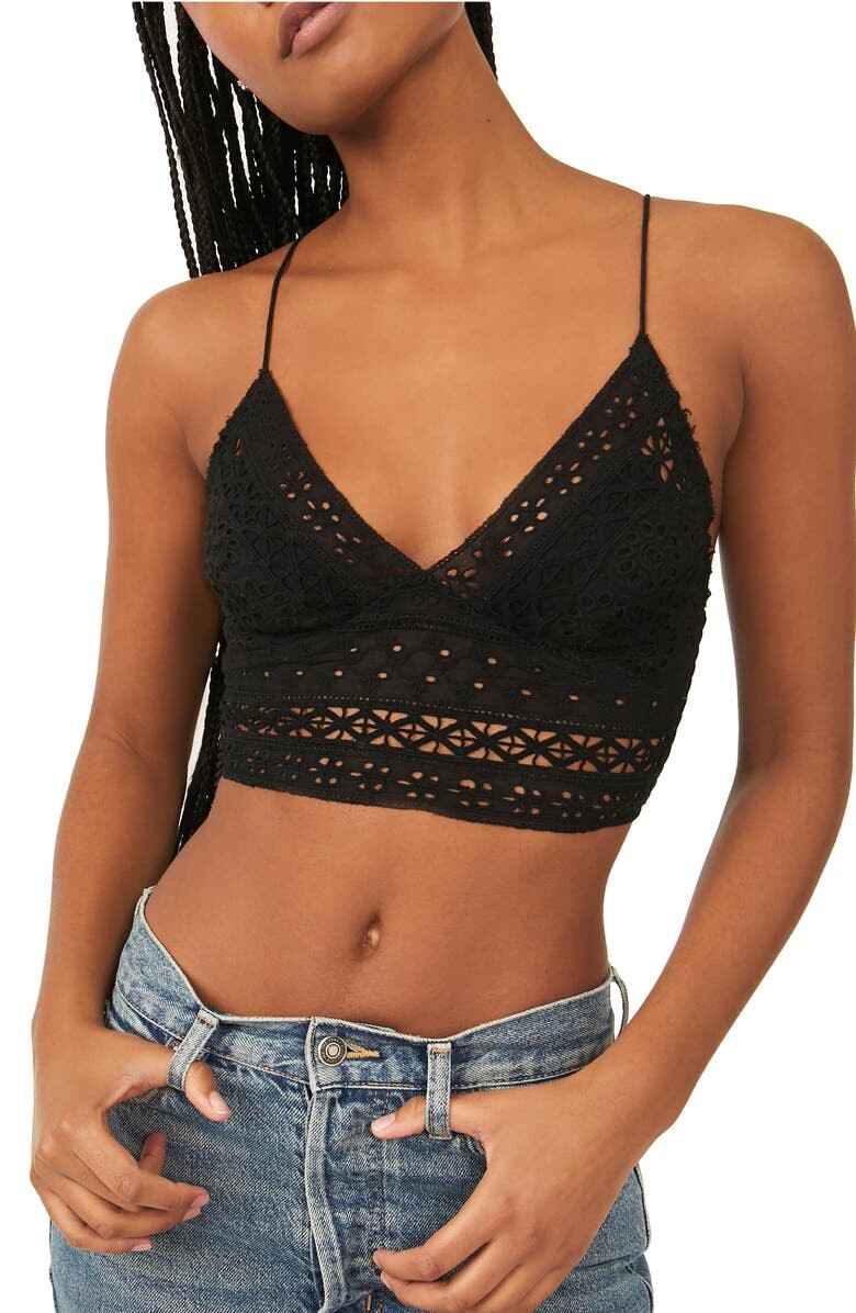 

Удлиненный бюстгальтер без косточек с вышивкой Carrie FREE PEOPLE, черный