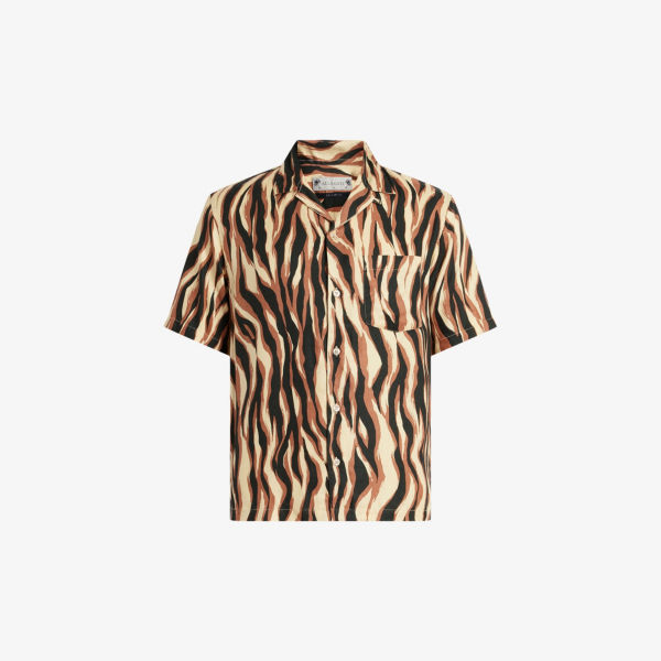 цена Тканая рубашка свободного кроя с графическим принтом fired Allsaints, коричневый
