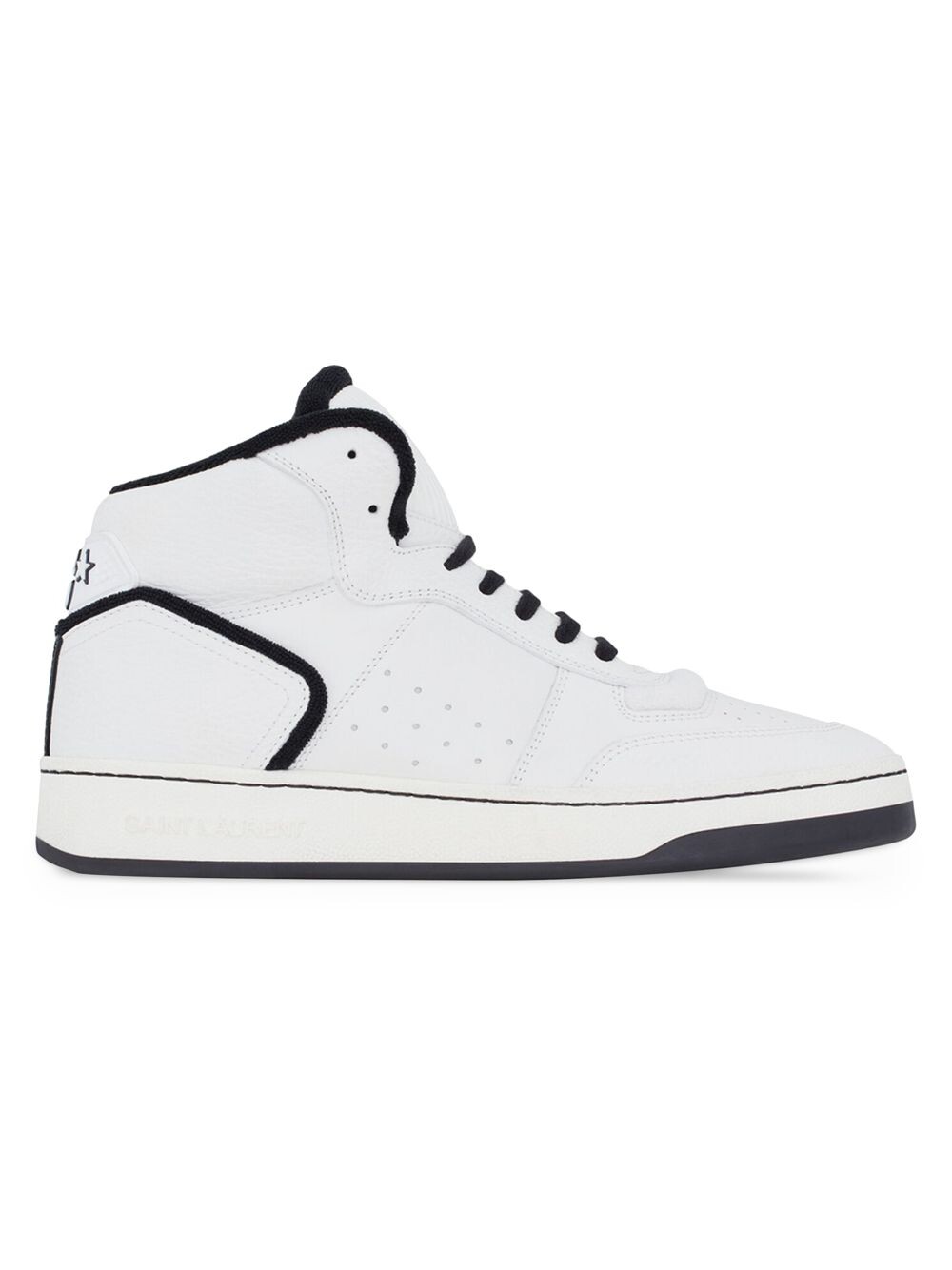 

Сникерсы SL80 Mid Top из гладкой и зернистой кожи Saint Laurent, белый
