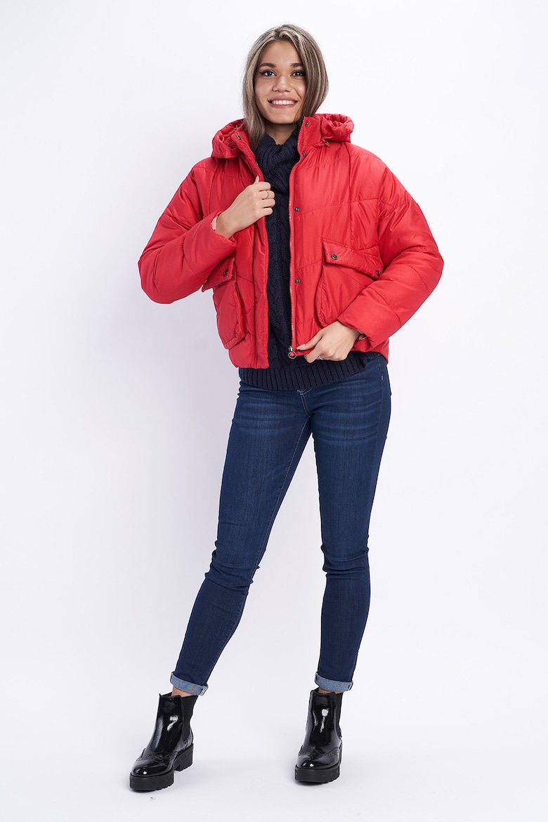 короткая утепленная зимняя куртка со съемным капюшоном edc by esprit синий Утепленная зимняя куртка со съемным капюшоном Kvl By Kenvelo, красный