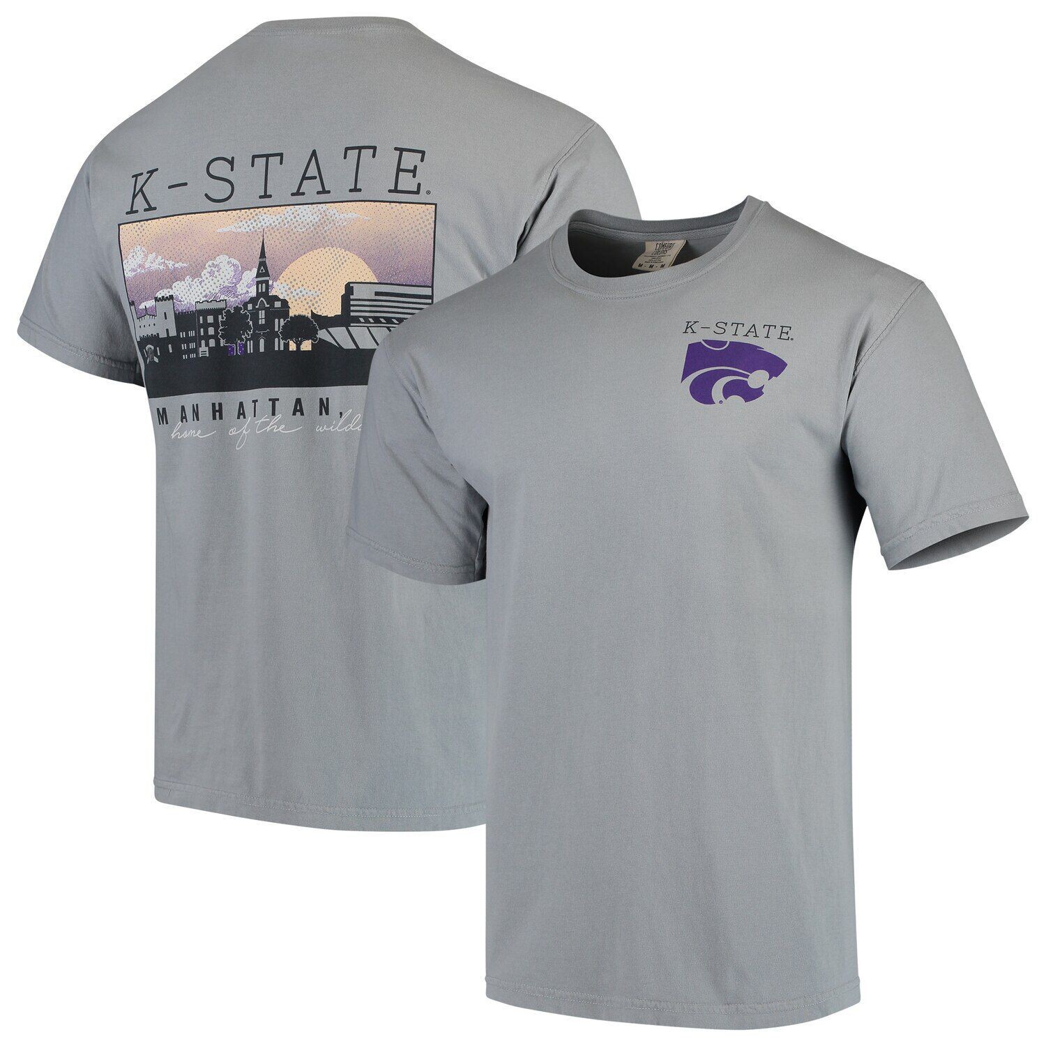 

Мужская серая футболка Kansas State Wildcats Team Comfort Colors Campus Scenery, Серый