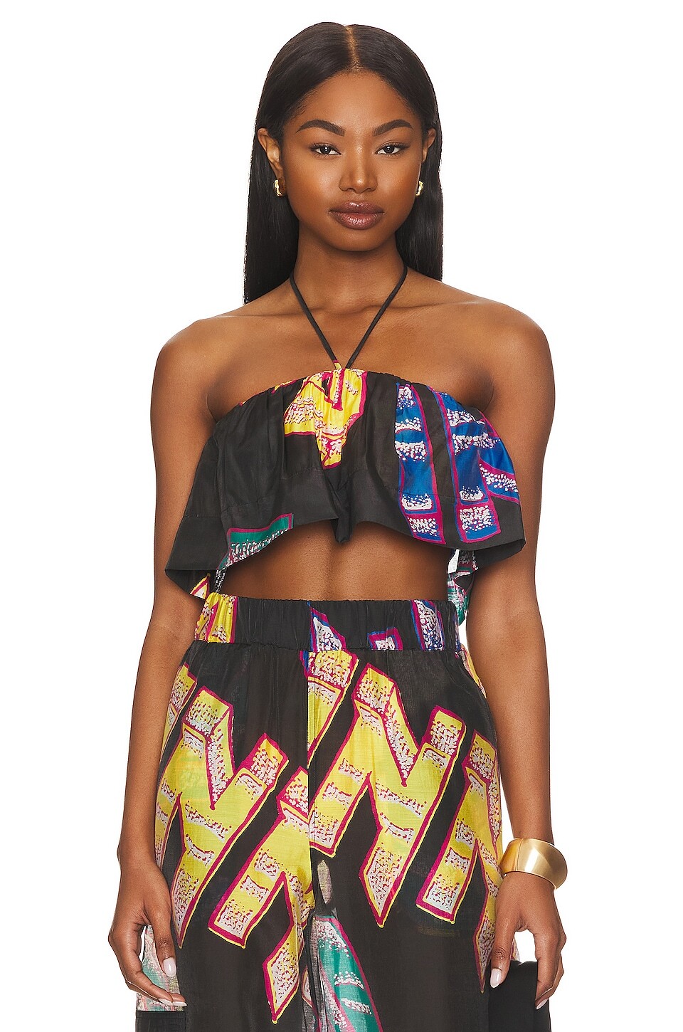 

Топ Ganni Cropped Strap, цвет Phantom