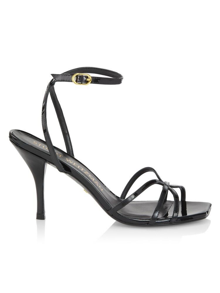 

Сандалии Barely There из лакированной кожи с ремешками Stuart Weitzman, черный