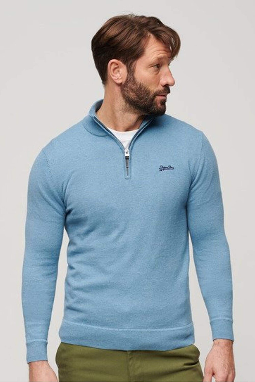 

Джемпер Henley из хлопка и кашемира Superdry, синий
