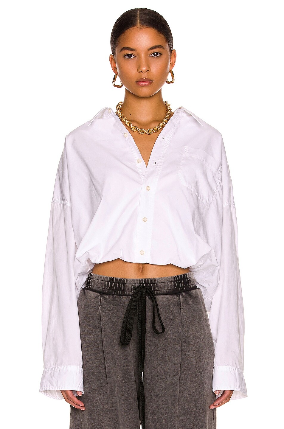 

Рубашка R13 Gathered Hem, белый