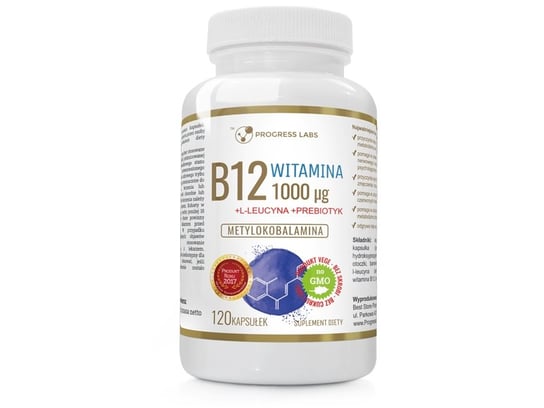 Progress Labs, Витамин B12 1000 мкг + Пробиотик, 120 капсул витамин b12 nutricost 1000 мкг 240 капсул