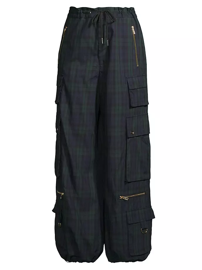 

Укороченные брюки-карго в клетку Cynthia Rowley, цвет blackwatch