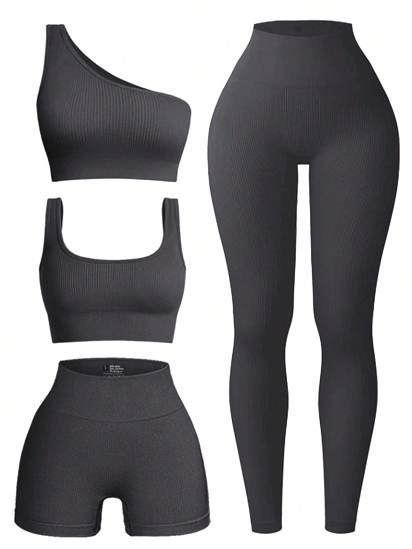 SHEIN Yoga Базовая однотонная спортивная одежда приталенного кроя, темно-серый 2021 new printed sports suit fashion women