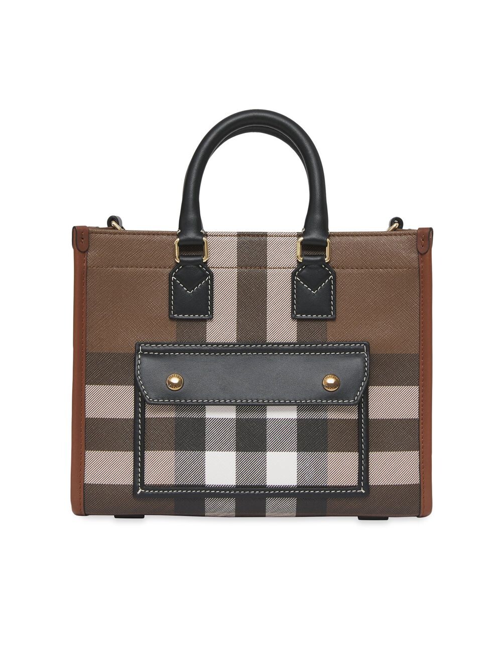 

Сумка-тоут Mini Freya в клетку из парусины Burberry, коричневый