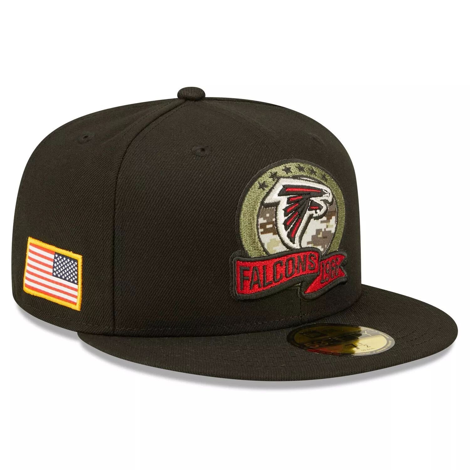 

Мужская приталенная кепка New Era Black Atlanta Falcons 2022 Salute To Service 59FIFTY