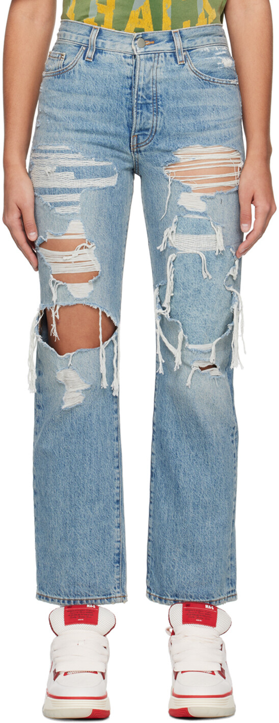 

Синие рваные джинсы Amiri, цвет Vintage indigo