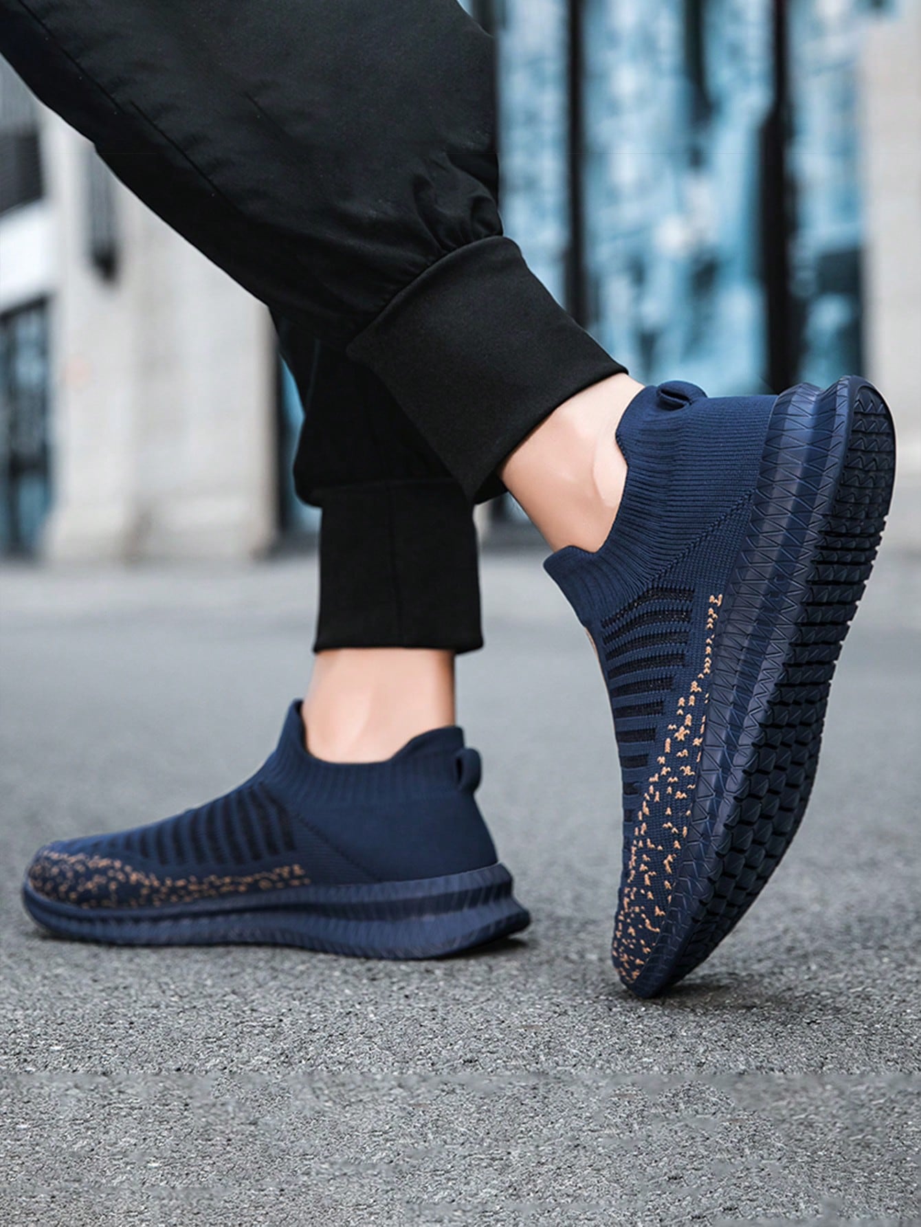 Новые мужские противоскользящие и износостойкие кроссовки-носки, темно-синий туфли мужские синие