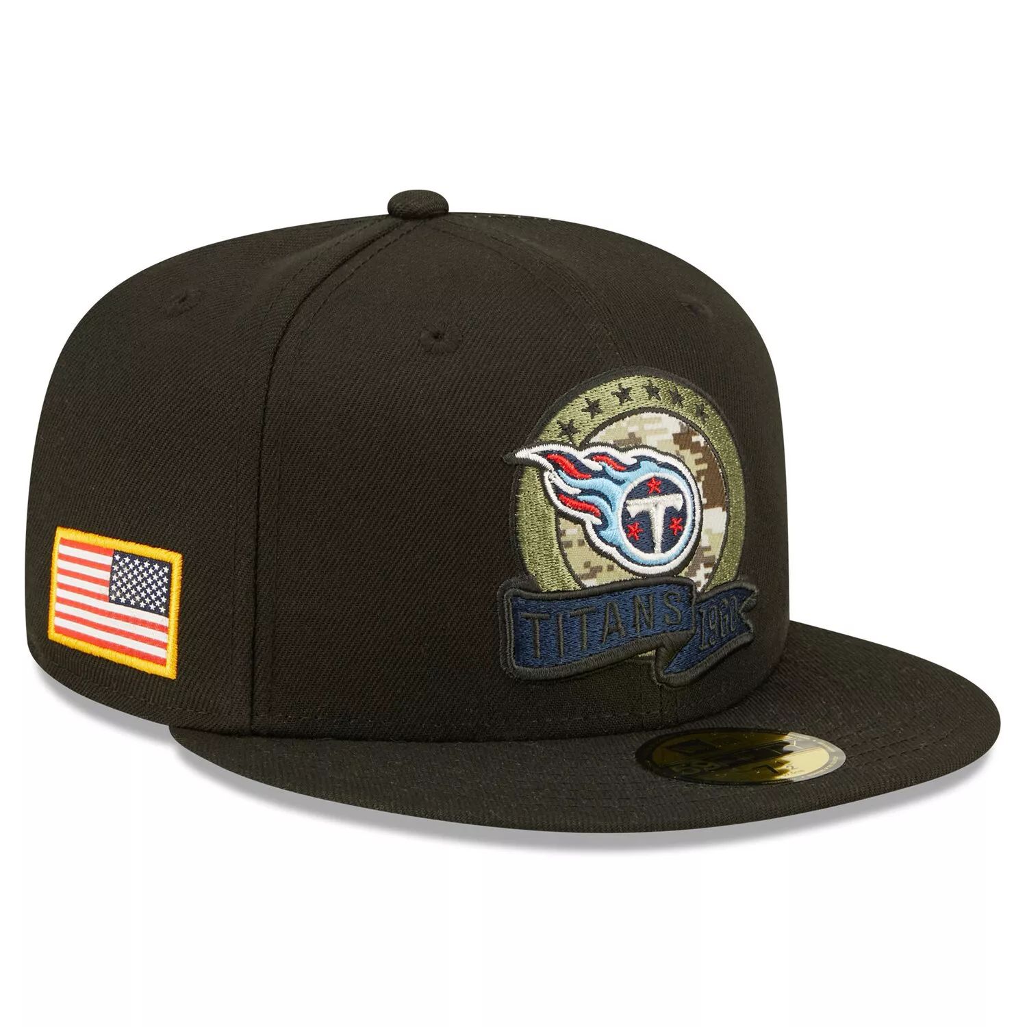 

Мужская облегающая шляпа New Era Black Tennessee Titans 2022 Salute To Service 59FIFTY