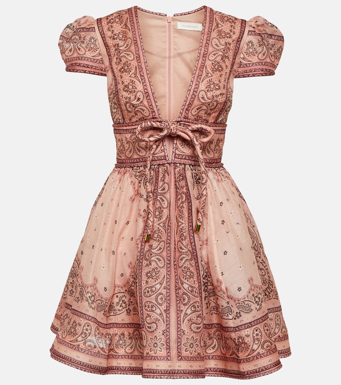 Мини-платье matchmaker из льна и шелка Zimmermann, розовый