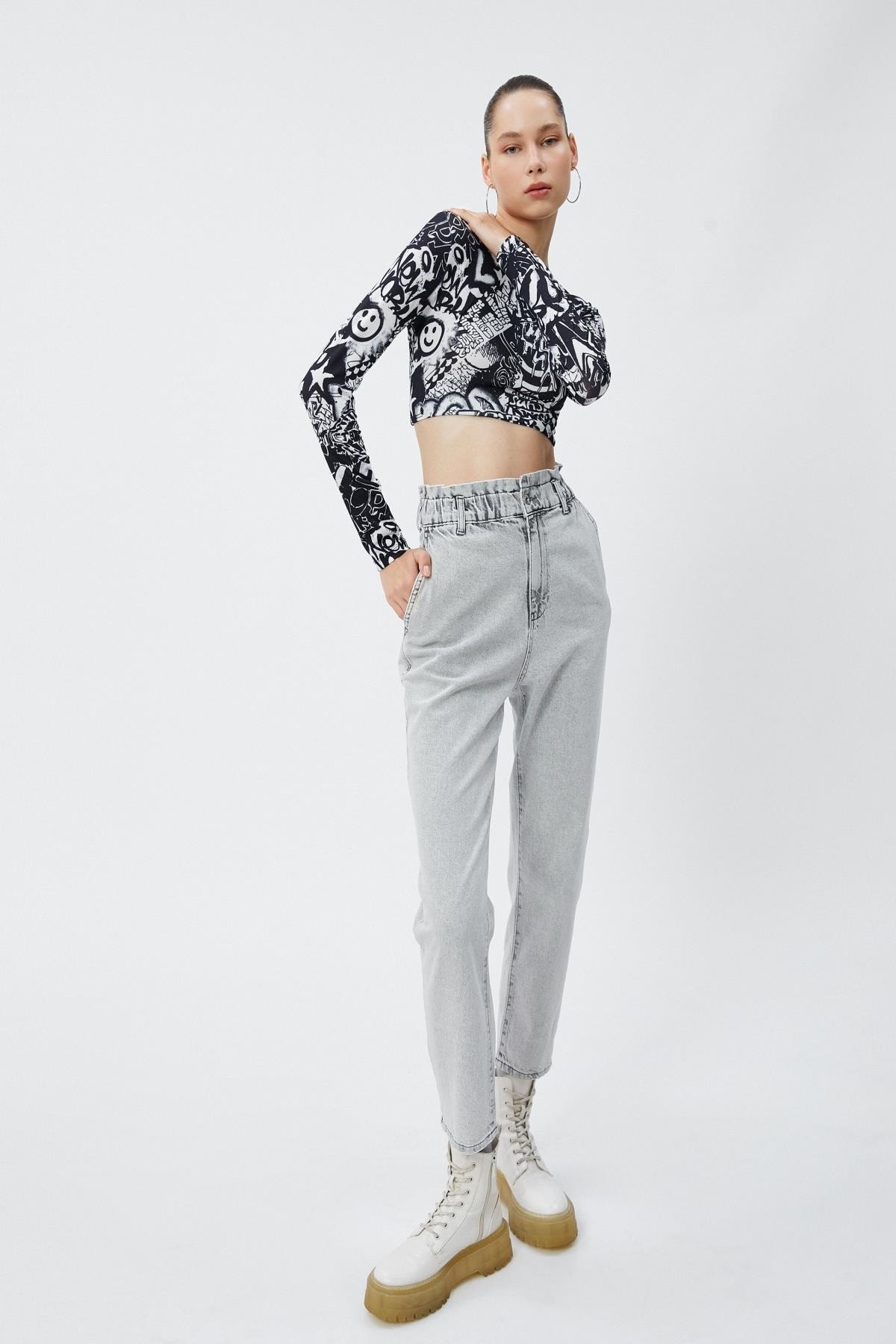 Серые женские джинсы Koton, серый