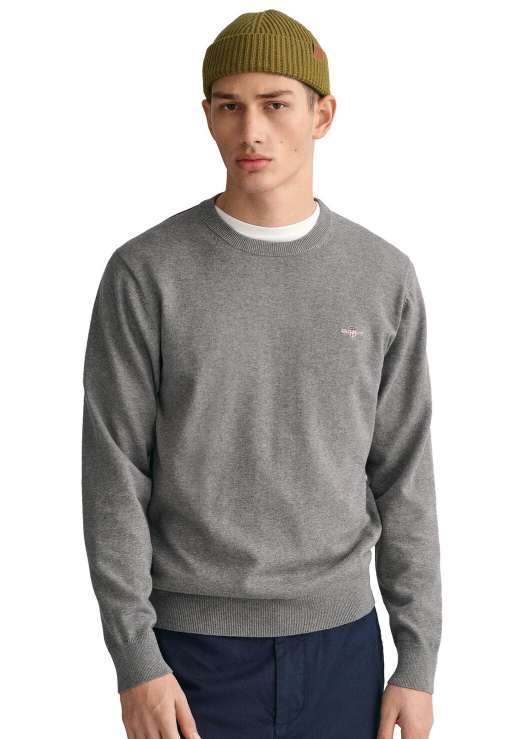 

Свитер GANT Plus Classic C Neck, темно-серый меланж