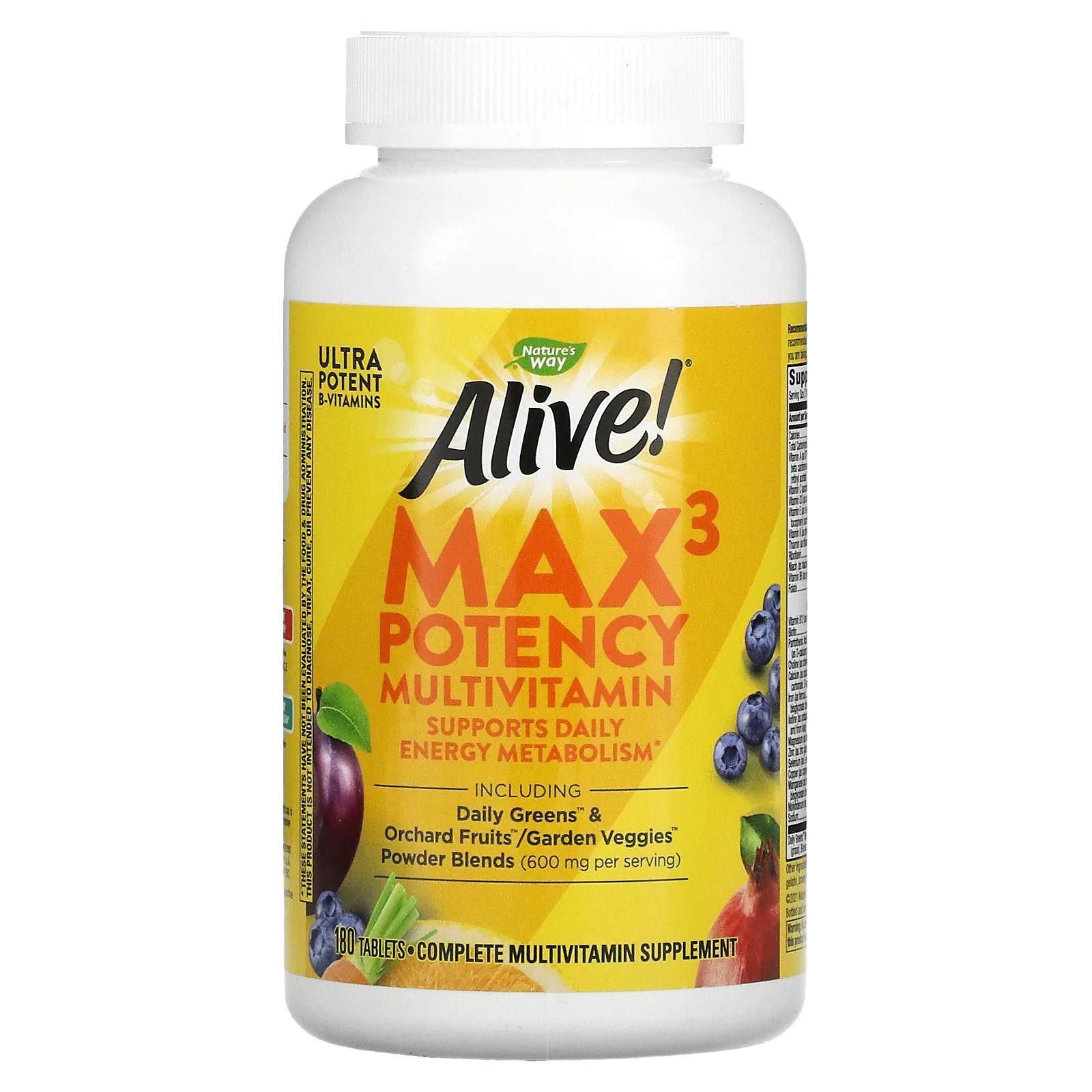 Nature's Way Alive! Ежедневно Max3 мультивитамины 180 таблеток
