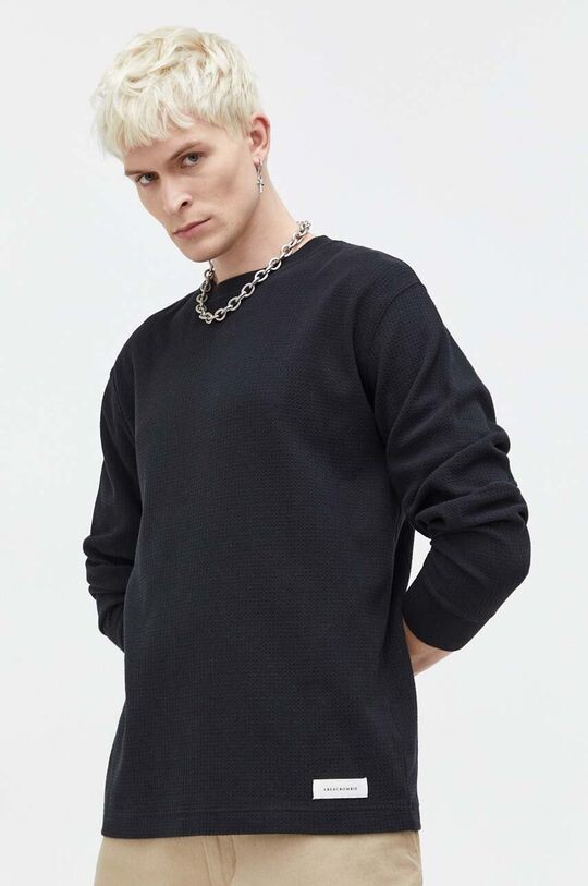 

Хлопковая рубашка с длинными рукавами Abercrombie & Fitch, черный