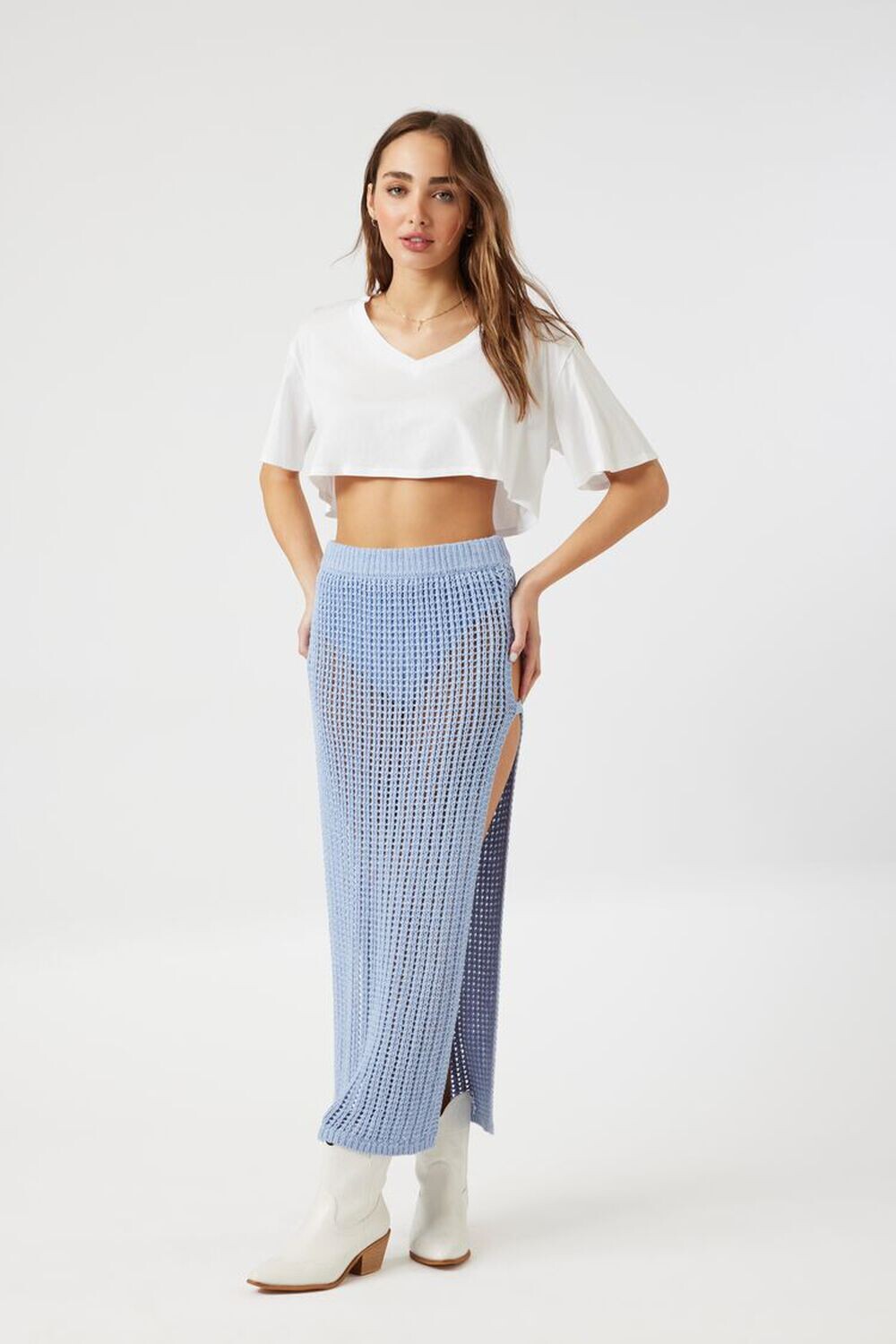 

Макси-юбка с М-разрезом крючком Forever 21, синий