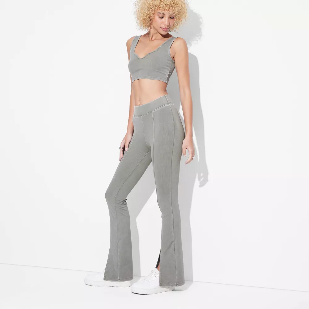 

Женские леггинсы с высокой талией и рубчатым кантом - Wild Fable, цвет Light Gray